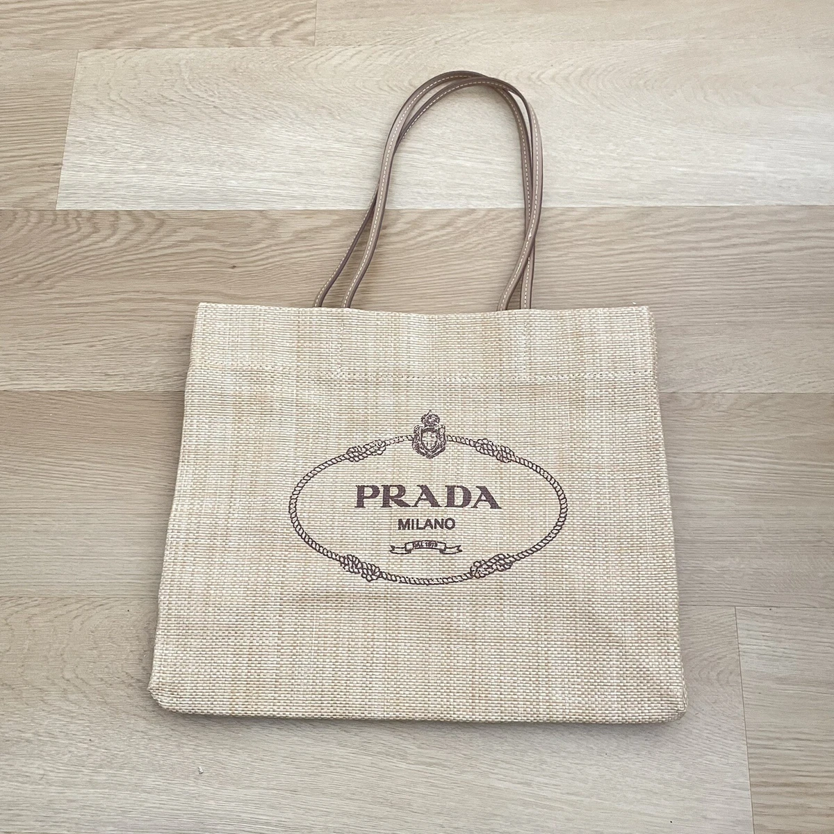 Prada Raffia Tote Beach Bag New