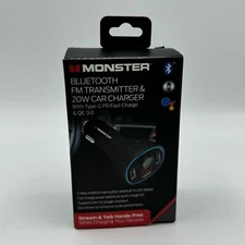 Monster LED Type-C and USB FM Transmitter, Features Dual Charging, 4.75 x 2.15in