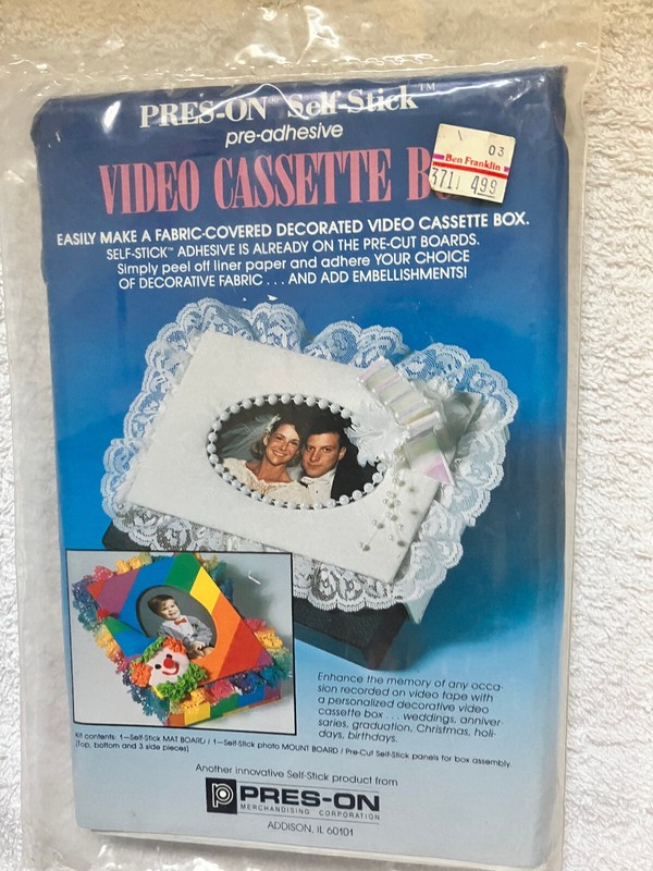Pres-On Self-Stick Pre-Adhesive  Kit for Fabric Covered Video Cassette Box NEW