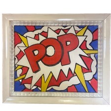 quadro moderno dipinto a mano acrilico su tela street pop art con cornice usato