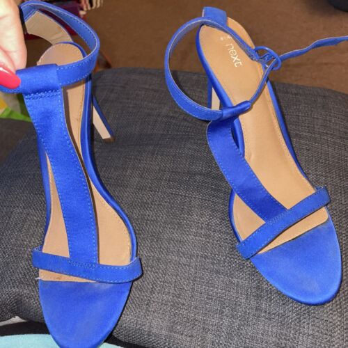 Size 6.5 High Heeled Stilettos Sandals, From Next, Blue, Strappy
