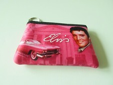 Elvis Presley Key Chain Coin Purse Pink Cadillac Print - Licensed New