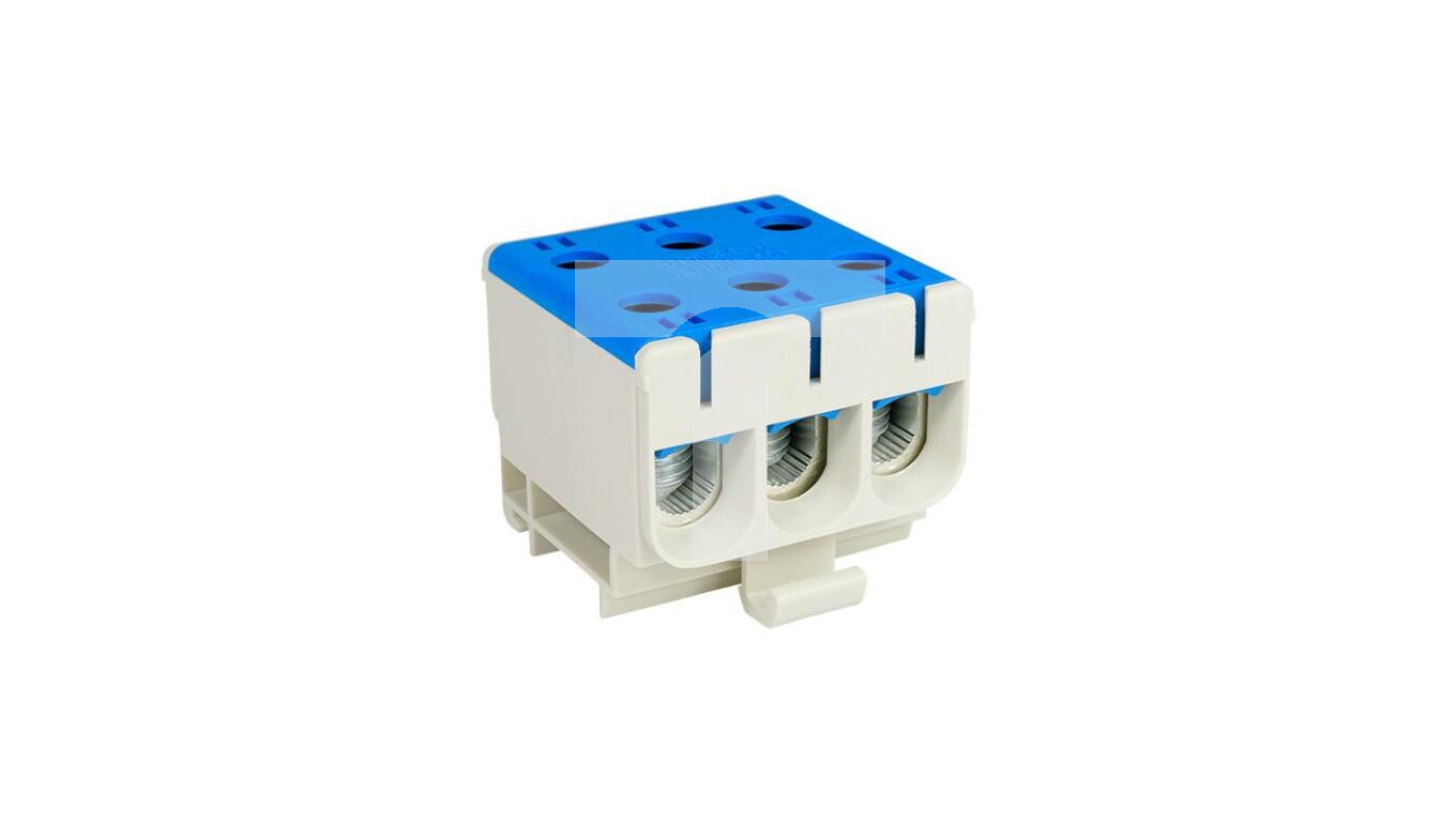 3-pole distribution-branch block AL/CU 3x50mm2 blue flat mounting and TH  /T2UK