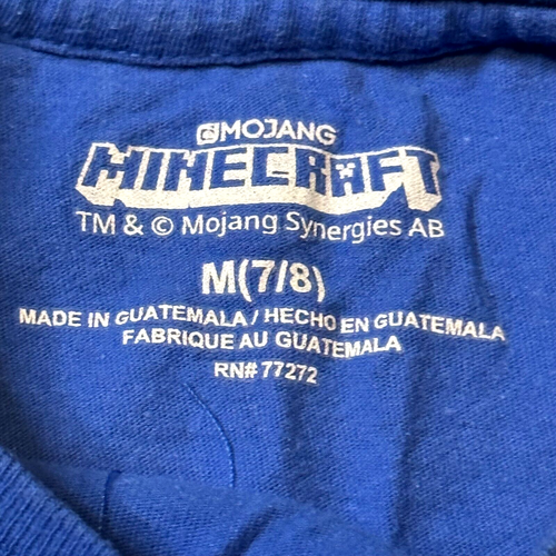 Kids Mojang Minecraft Blue Boys Video Game Tee T-Shirt Size Medium 7/8 - Picture 3 of 3