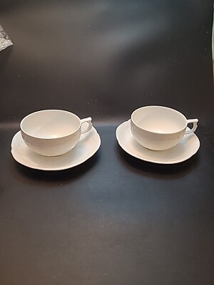 SET of 2 Rosenthal SANSSOUCI WHITE  Teacup & Saucer Teacups Cups Classic Rose