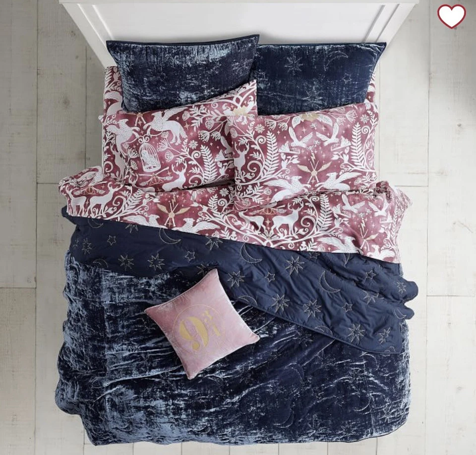 POTTERY BARN x HARRY POTTER 魔法天鹅绒 - 双码被子毯 - 蓝色 — 第 3/4 张图片