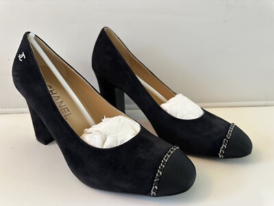 Brand New Chanel Suede Pumps Suede Grosgrain Size Heels