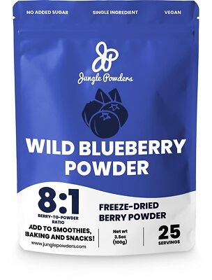 Jungle Powders Freeze Dried Wild Blueberry Powder 3.5oz/100g, 100% Natural