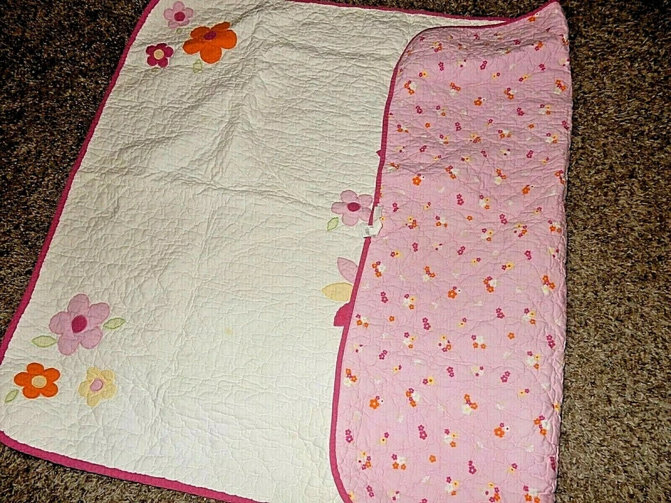 Colcha edredom 3A LN vintage BABY GAP flores florais berço/cama de criança - Imagem 3 de 4