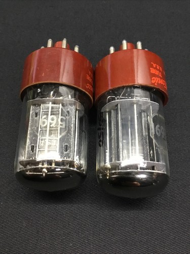 MATCHED NOS PAIR GE 5691 PREMIUM 6SL7GT Red Base BLACK PLATE VACUUM TUBES B.8813 - Picture 3 of 3