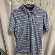 Chaps Polo Shirt Adult Medium Blue Short Sleeve Button Up Dress Casual Mens