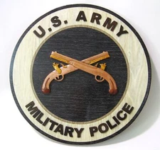 Military Police LARGE Wooden Wall Plaque 14.25"