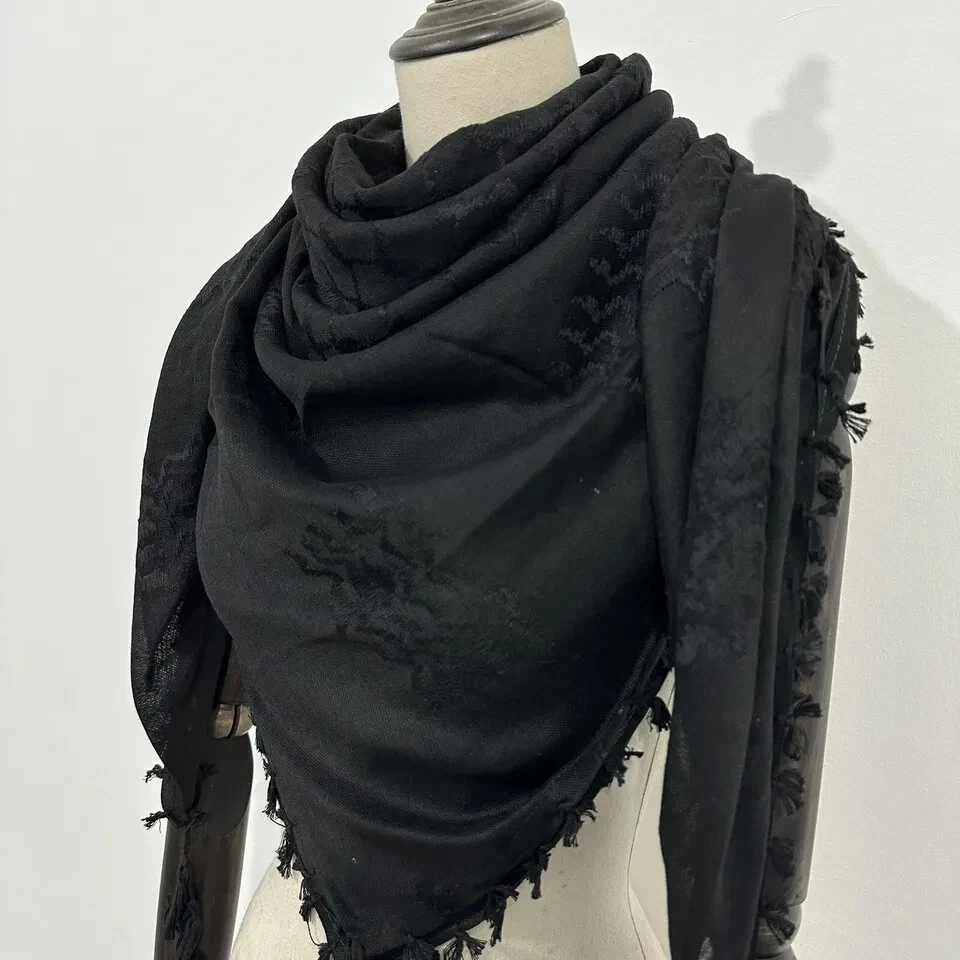 Shemagh Keffiyeh Arab Scarf Original Made In Palestine Kufiya Hatta Cotton Black - Изображение 2 из 4
