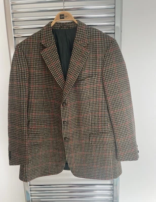 SØR by Richard Edking Sakko 60 Hahnentritt Wolle Mohair Beige Grün Rot - Bild 1 von 4