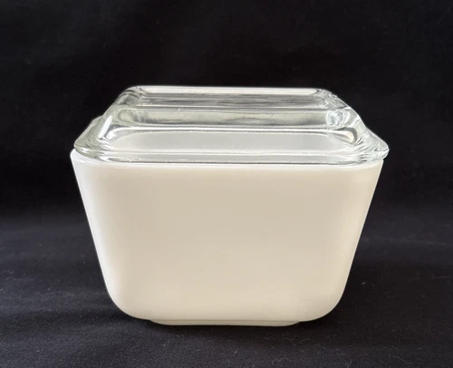 Vintage Pyrex True Opal Refrigerator Dish 501 Unmarked White 501C Clear Lid