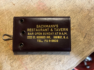 Vintage Keychain Bachmann's Restaurant & Tavern Rahway New Jersey Leather