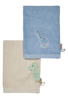 Waschlappen 2Er Set Dino Rexi Frottee Baumwolle Blau Baby Kinder Sterntaler
