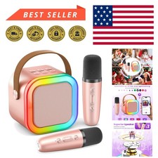 Mini Karaoke Machine for Kids  Adults   Portable Fun with 2 Microphones, Ros...