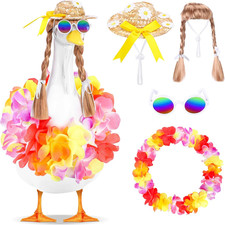 4 Pcs/Set Hawaiian Porch Goose Outfits, Summer Lawn Goose Statue Clothes Costume