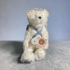 Vintage Boyds Bears Plush Teddy Bear Jointed White Blue Ribbon w/ Tags