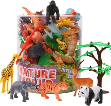 Animals Figure,54 Piece Mini Jungle Animals Toys Set with Gift Box, Realistic Wi