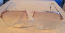 Vtg 1980s Translucent Peach Aviator Eyeglasses Retro Oversized Dbl Bridge USED
