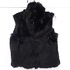 NEW Adrienne Landau Women's Cropped Rabbit Fur Vest Size M Black F16VE180RA