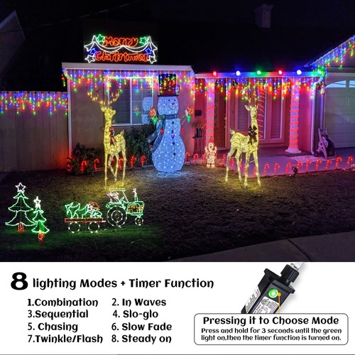 Eiszapfen Lichter Außen - 33ft Weihnachtsbeleuchtung mit 400LED 75 Tropfen 8 Modi, P... - Bild 2 von 9