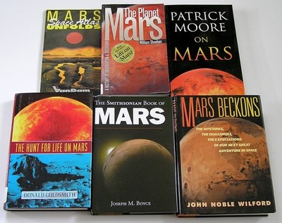 5 PLANET MARS Books + Mars Space Atlas Hunt For Life Patrick Moore Smithsonian +