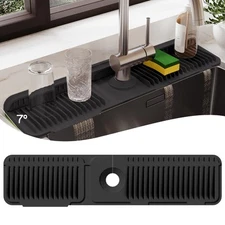 24 Inch Silicone Faucet Mat for Kitchen Sink Splash Guard – 2025 Upgraded Dra...