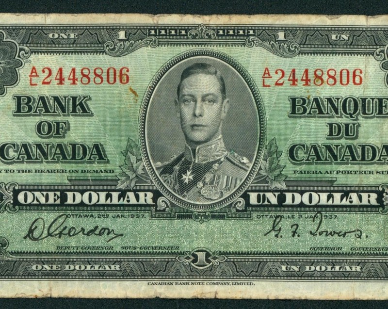 $1 1937 Bank of Canada - Ottawa ** PAPER CURRENCY AUCTIONS