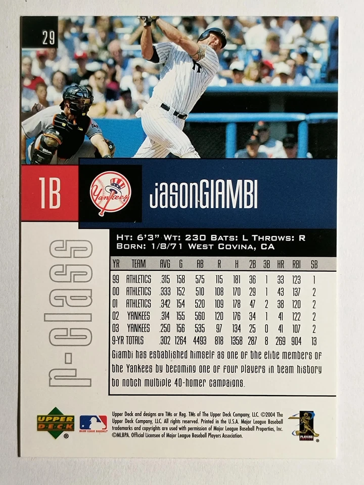 2004 Upper Deck r-class #29 Jason Giambi - Image 2 of 2