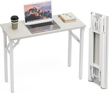 TEMI Small Computer Desk Folding Table - 35.8" Foldable 35.8 Inch, White Ash 