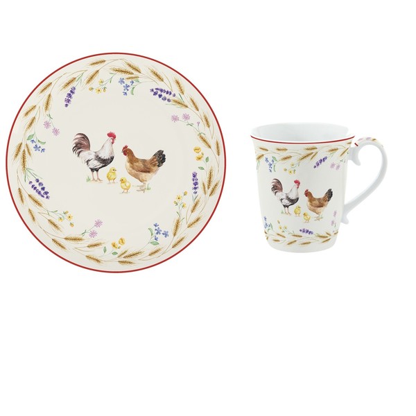 12Tlg. FrüHstüCksset Country Life Bauernhof Weiß Bunt Porzellan Easy Life-image
