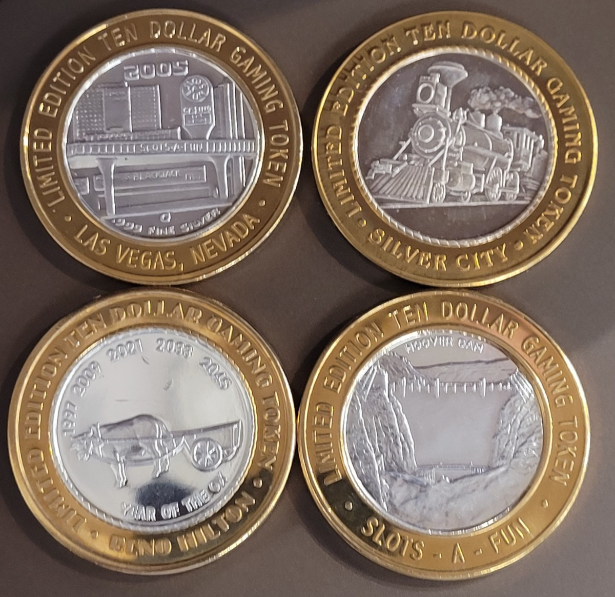 Foxwoods .999 Fine Silver Center Casino Token Chips $10 Token Lot