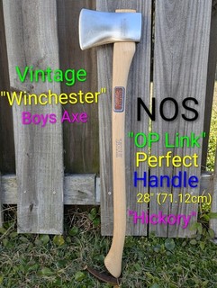 Vintage Winchester Boys Axe/Hafted On A "NOS" OP Link 28" Perfect Hickory Handle