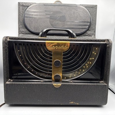 Zenith 6G001Y Long Distance Universal Portable Tube Radio 1946 Tested Works