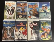 Disney & Family VHS Lot Of 8 Flipper 101 Dalmatians Air Bud Fox Hound
