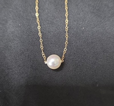 7MM Start Her Pearl Necklace 14k Yellow Gold