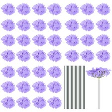 64Sets Silk Hydrangea Flowers Light Purple Artificial Flowers for Wedding