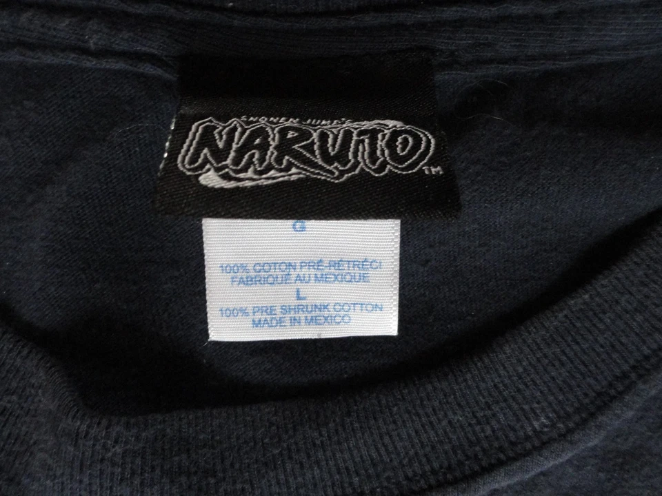 Vintage Y2K 2002 Shonen Naruto Manga Anime All Characters T Shirt Mens L Black - Image 3 of 4