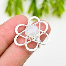 Rainbow Moonstone Gemstone 925 Sterling Silver Ring Handmade Jewelry Ring Gift