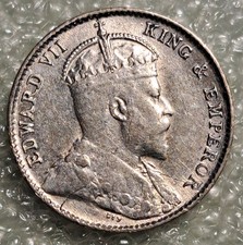 Straits Settlements - 5 Cents 1910 - Edward VII - XF Silver Coin