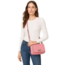 Michael Kors Mimi Medium Flap Messenger Crossbody Pink Leather NWT