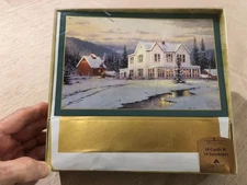 VTG BOX OF NEW DAYSPRING THOMAS KINKADE CHRISTMAS CARDS ~ 18 CARDS/19 ENVELOPES