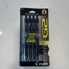 Pilot G2 Premium Gel Roller Pens Fine 0.7mm Black Ink Refillable 4 Pack