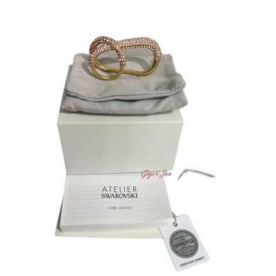 Swarovski Atelier Tigris double ring Pink, Gold-tone plated Size 52/6 New