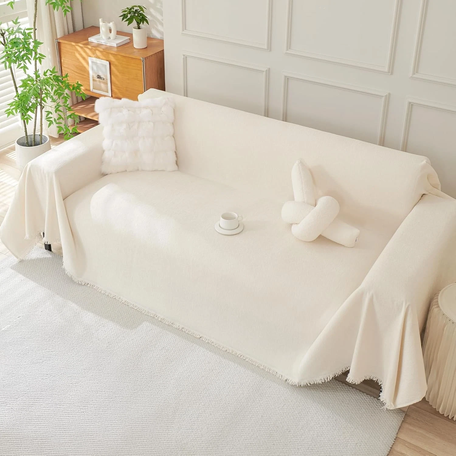 Royhom Chenille Sofa Covers 4 Seater Corner Sofa Cover Beige 180x380cm
Opens in a new window or tab