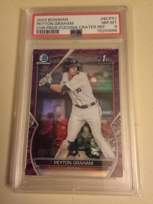 2023 Bowman Chrome Peyton Graham #96/199 FUCHSIA LUNAR #BCP57 Graded PSA 8