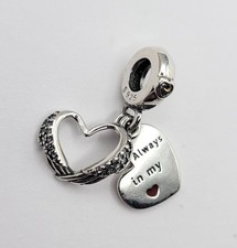 925 Sterling Silver Angel Wing Charm Pendant  Always In My Heart  